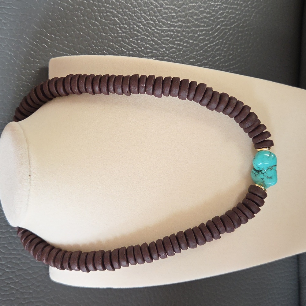 Brown and Turquoise Beaded Necklace